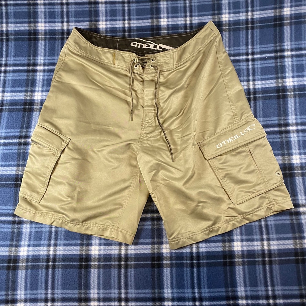 ONeill Mens Khaki Tan Y2K Board Shorts Swim Trunks G106914P Size 36 Waist